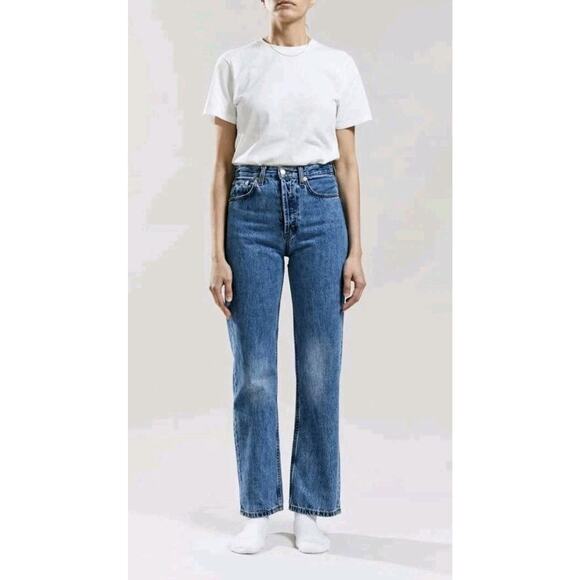 Still Here Childhood Jeans Thin Bone Hand Painted Line Med Blue 29 - Picture 2 of 16